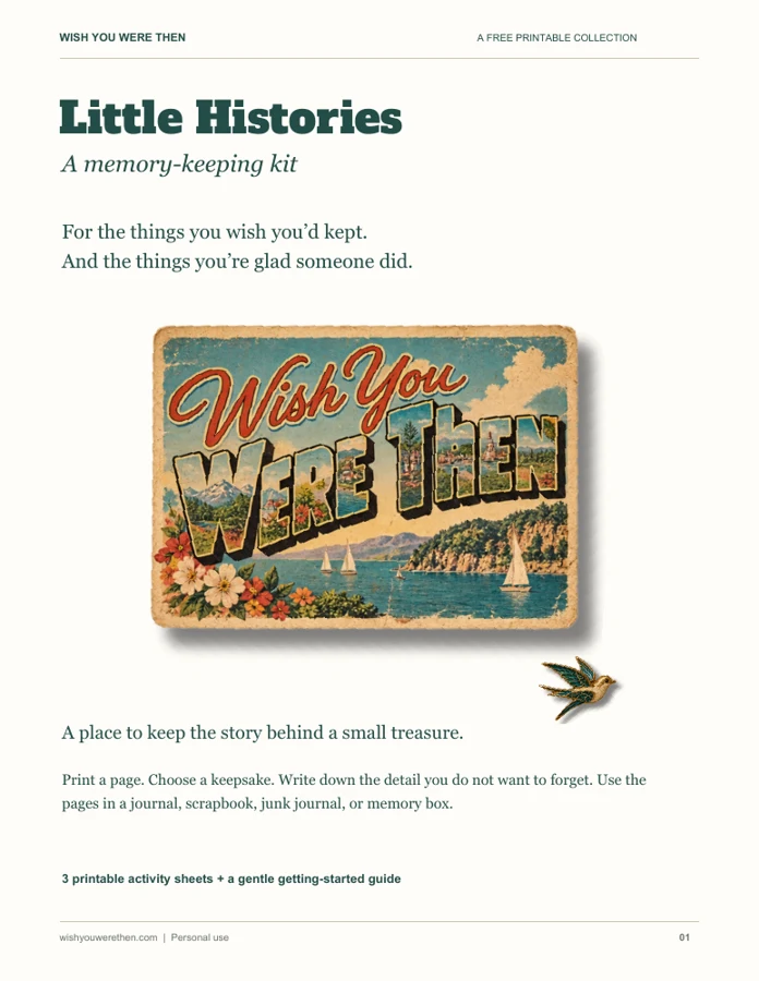 Preview of the Little Histories memory-keeping printable